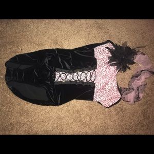 Competition Dance Velvet and Pink Leotard